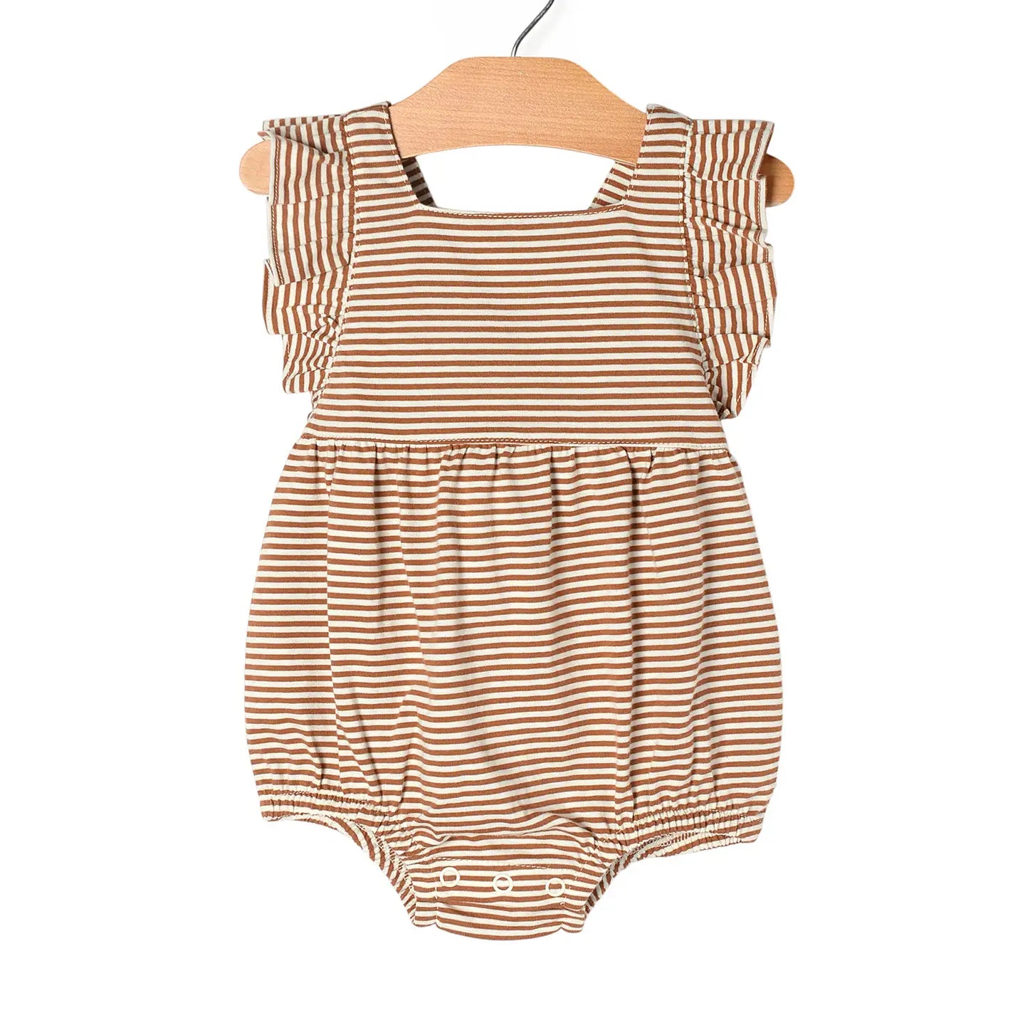 Toffee Stripe Flutter Romper