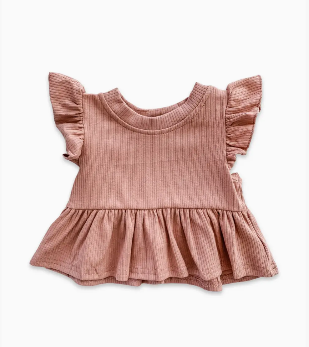 Dusty Pink Flutter Sleeve Top