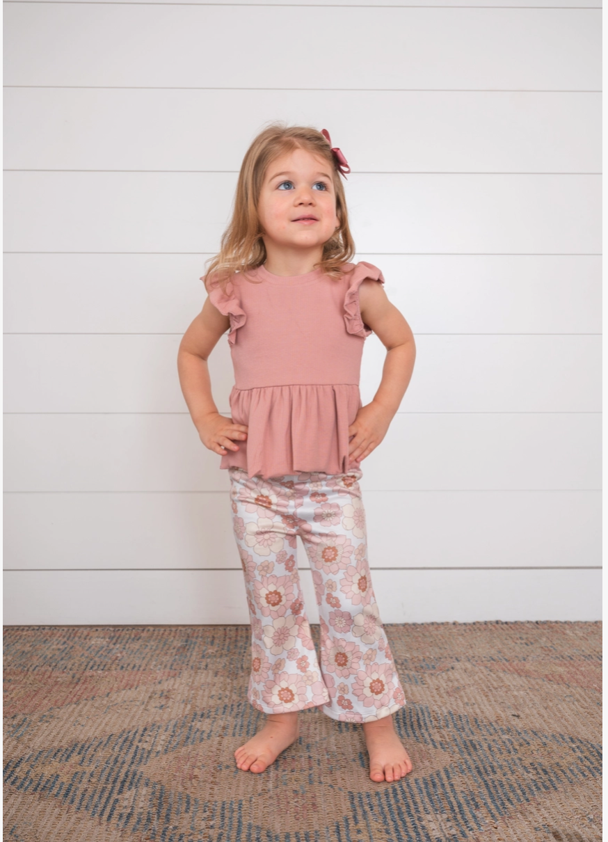 Dusty Pink Flutter Sleeve Top
